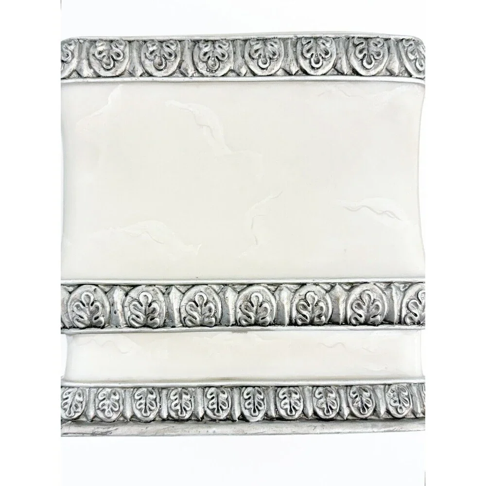 Karen Lawrence Tissue Box Cover Faux Marble Faux Silver 6x6x6